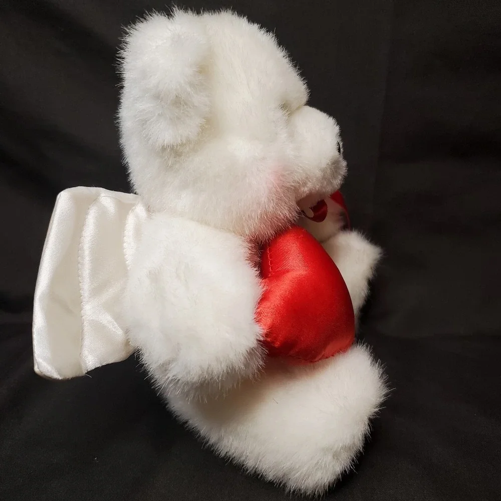 1997 Avon Valentines Bear Plush Stuffed Animal White Teddy Bear Angel Wings 7